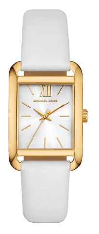 Michael Kors Petite Quartz White Dial White Leather Strap Watch for Women - MKO1059