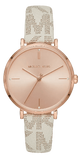 Michael Kors Jayne Three Hand Rose Gold Dial White Leather Strap Watch For Women - MK7128