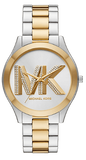 Michael Kors Slim Runway Three Hand Silver Dial Two Tone Steel Strap Watch For Women - MK4735