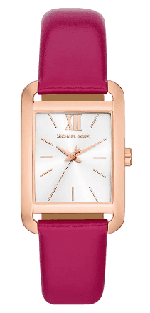 Michael Kors Monroe Three Hand White Dial Pink Leather Strap 