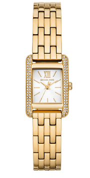 Michael Kors Monroe Pave Crystals White Dial Gold Steel Strap Watch for Women - MKO1034