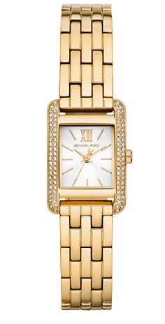 Michael Kors Monroe Pave Crystals White Dial Gold Steel Strap Watch for Women - MKO1034