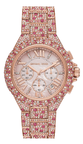 Michael Kors Camille Chronograph Mother of Pearl Dial Rose Gold Steel Strap Watch for Women - MK7272