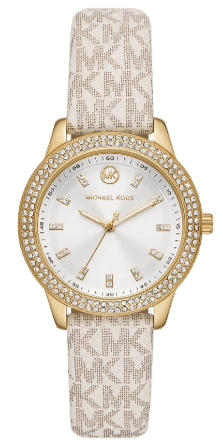 Michael Kors Tibby Analog Silver Dial White Leather Strap  display picture 1