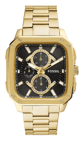 Fossil Inscription Multifunction Black Dial Gold Steel Strap Watch