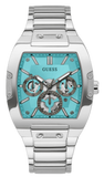 Guess Phoenix Multi Function Aqua Blue Dial Silver Steel Strap Watch for Men - GW0456G4