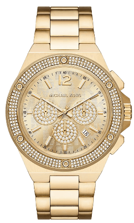 Michael Kors Lennox Chronograph Gold Dial Gold Steel Strap Watch For Men - MK8989