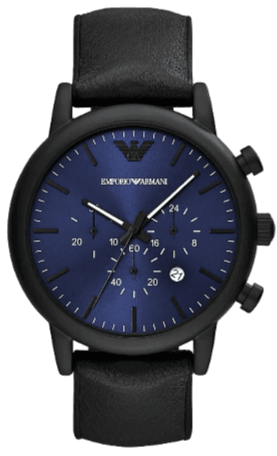 Emporio Armani Luigi Analog Blue Dial Black Leather Strap Watch For Men - AR11351