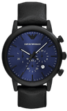 Emporio Armani Luigi Analog Blue Dial Black Leather Strap Watch For Men - AR11351