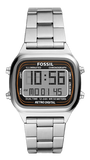 Fossil Retro Digital Silver Dial Silver Steel Strap Watch for Men - FS5844