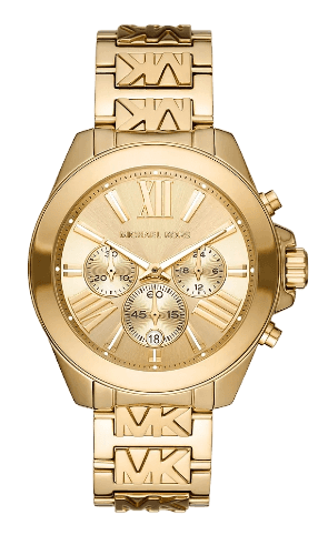 Michael Kors Wren Chronograph Gold Dial Gold Steel Strap Watch for Women - MK6952