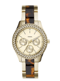Fossil Stella Multifunction Gold Dial Two Tone Steel Strap Watch for Women - ES4756
