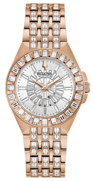 Bulova Gold-tone Watch with Pink Dial and Crystal Markers Bulova 98L282 Crystal Accented Chronograph Pink Ceramic  main image 3