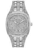 Bulova Phantom Swarovski Crystal Pave Silver Dial Silver Steel Strap Watch for Men - 98B296