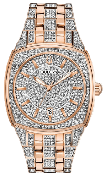 Bulova Phantom Crystal Silver Dial Two Tone Steel Strap Watch for Men