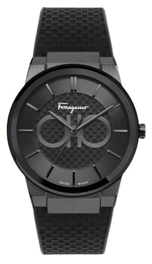 Salvatore Ferragamo Contemporary Sapphire Black Dial Black Silicone Strap Watch for Men - SFHP00320