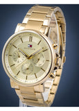 Tommy Hilfiger Tyson Chronograph Gold Dial Gold Steel Strap Watch For Men - 1710611