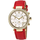 Michael Kors Parker White Dial Pink Leather Strap Watch for Women - MK2297