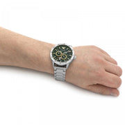 Emporio Armani Meccanico Automatic Green Dial Silver Steel Strap Watch For Men - AR60053