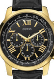 Guess Horizon Chronograph Quartz Black Dial Black Leather Strap Watch For Men - W0380G7