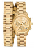 Michael Kors Runway Chronograph Analog Gold Dial Gold Steel Strap Watch for Women - MK7452