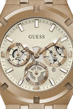 Guess Analog Multifunction White Dial Brown Leather Strap Watch for Men - GW0262G3