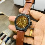 Fossil Bronson Automatic Skeleton Black Dial Brown Leather Strap Watch for Men - ME3219