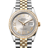 Rolex Datejust 36 Oyster Diamonds Silver Dial Two Tone Oystersteel Yellow Gold Strap Watch for Men - M126283RBR-0017