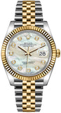 Rolex Datejust Oyster 36 Diamonds Silver Dial Two Tone Oystersteel Yellow Gold Strap Watch for Women - M126233-0023