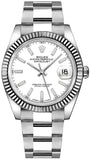 Rolex Datejust 41 Oyster White Dial Oystersteel & White Gold Steel Strap Watch for Men - M126334-0009