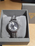 Guess Gala Diamonds Silver Dial Silver Steel Strap Watch for Women - GW0401L1