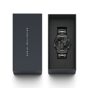 Daniel Wellington Iconic Chronograph Black Dial Black Steel Strap Watch For Men - DW00100642