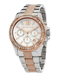 Michael Kors Everest Chronograph Silver Dial Two Tone Steel Strap Watch For Women - MK6975