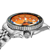 Seiko 5 Sports GMT Automatic Orange Dial Silver Steel Strap Watch For Men - SSK005K1