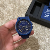 Armani Exchange Outerbanks Chronograph Blue Dial Blue Silicone Strap Watch For Men - AX1327