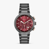 Hugo Boss One Chronograph Red Dial Grey Steel Strap Watch For Men - 1514000