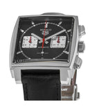 Tag Heuer Monaco Automatic Chronograph Black Dial Black Leather Strap Watch for Men - CBL2113.FC6177