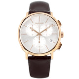 Calvin Klein Posh Chronograph White Dial Brown Leather Strap Watch for Men - K8Q376G6