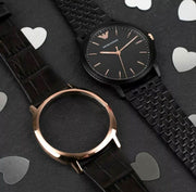 Emporio Armani Interchangeable Black Dial Black Steel Strap Watch For Men - AR80021