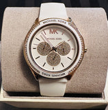 Michael Kors Oversized Sport Quartz White Dial White Rubber Strap Watch For Women - MK6945