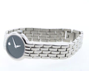 Movado Veturi Quartz Black Dial Silver Steel Strap Watch for Women - 0606338