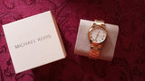 Michael Kors Lennox Three Hand Silver Dial Gold Steel Strap Watch For Women - MK7391