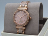 Michael Kors Abbey Three-Hand Analog Crystals Rose Gold Dial Rose Gold Steel Strap Watch for Women - MK4617