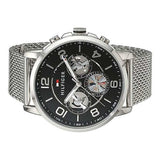 Tommy Hilfiger Quartz Chronograph Black Dial Silver Mesh Bracelet Watch for Men - 1791292