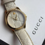 Gucci G Timeless Quartz Beige Dial Beige Leather Strap Watch For Women - YA126580A