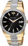 Bulova Crystal Black Dial Two Tone Steel Strap Watch for Men - 98B235