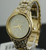 Michael Kors Lauryn Crystals Gold Dial Gold Steel Strap Watch For Women - MK3930