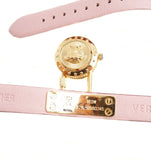 Versace Medusa Lock Icon Quartz Gold Dial Pink & Blue Leather Strap Watch For Women - VEDW00219