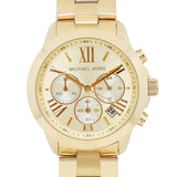 Michael Kors Bradshaw Chronograph Gold Dial Gold Steel Strap Watch For Women - MK5777