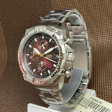 Fossil Bronson Chronograph Red Dial Silver Steel Strap Watch for Men - FS5878